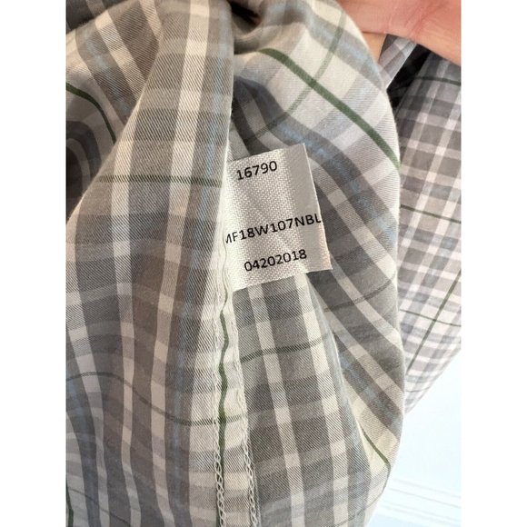 Men’s Peter Millar Gray Blue Check Shirt Plaid Button Down Shirt Size XL - Picture 6 of 11